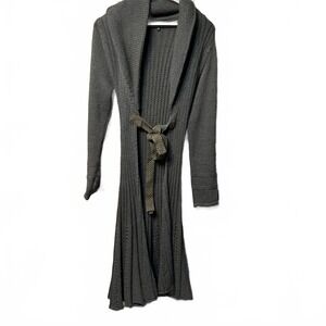 Berretti‎ Grey Knit Belted Open Front Longline Cozy Cardigan Medium Womens Italy